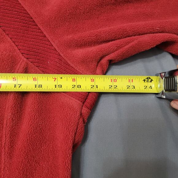 Columbia Red Fleece Jacket Rib Knit Trim Zip Mock Neck Outdoor Layer L - Picture 6 of 9